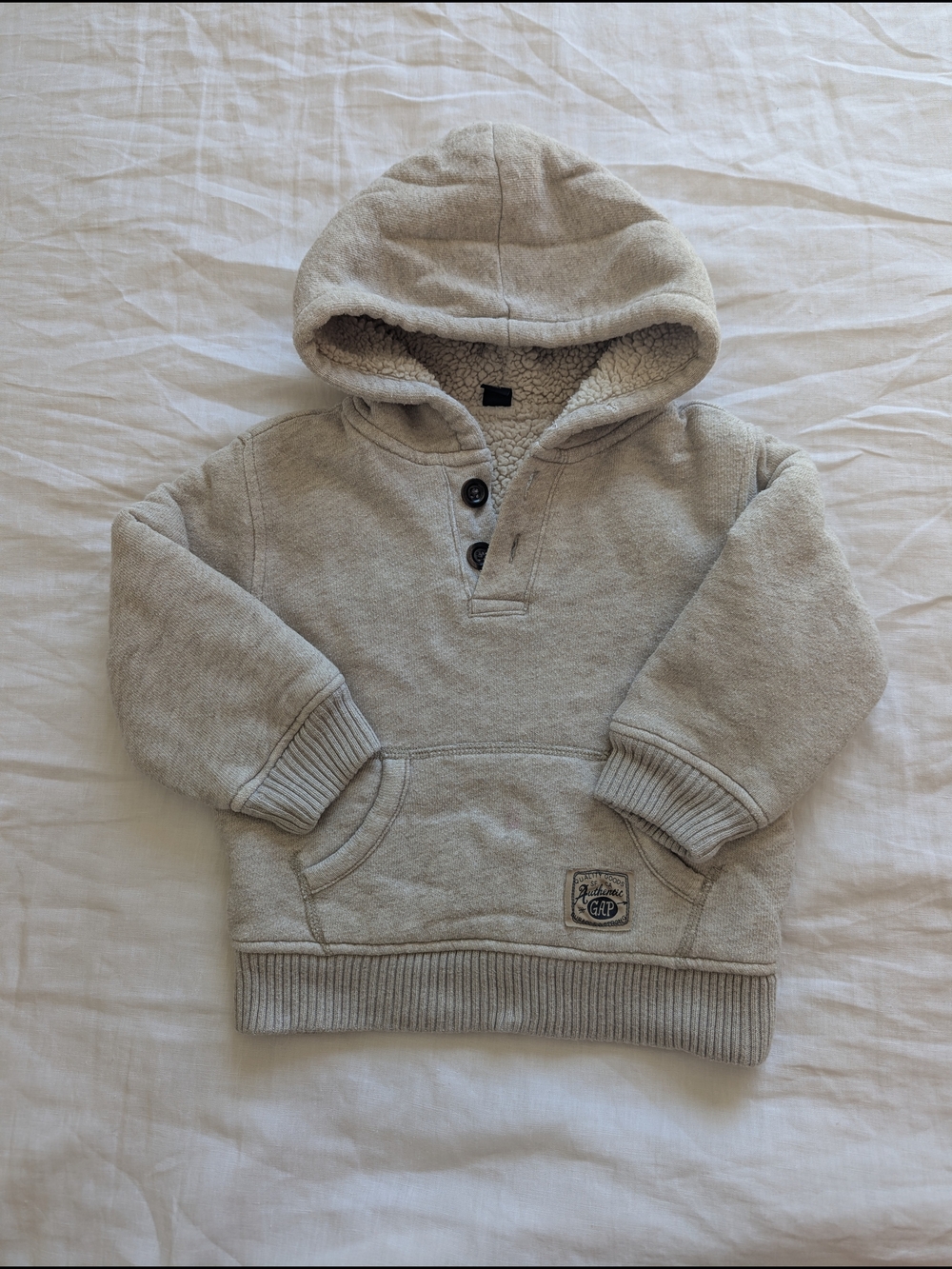 GAP Cream Sherpa-Lined Hooded Sweatshirt